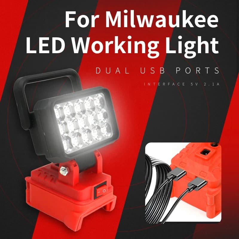 Luce a Led Fit Milwaukee Batteria M18 Faretto portatile Cordless Lavoro all'aperto Pesca Strumento di emergenza portatile Luce senza pastella