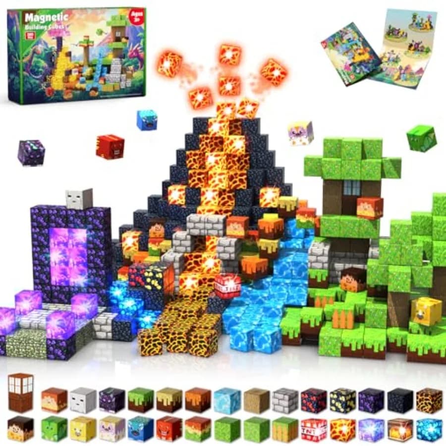 Giocattoli pasquali per bambini dai 3 anni in su: 300 pezzi di blocchi magnetici con mattoncini luminosi in plastica ABS multicolore con potenti magneti al neodimio
