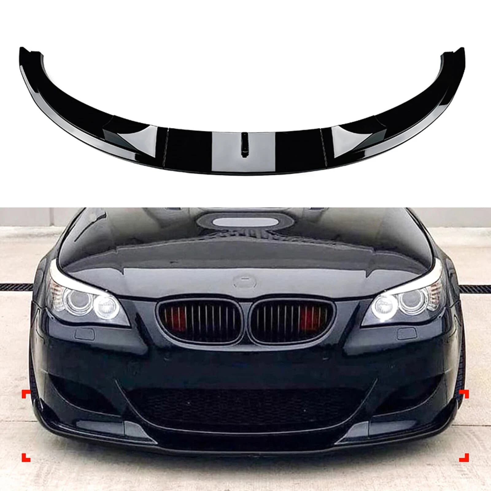 Spoiler Anteriore per Auto, Diffusore per Paraurti per BMW Serie 5 E60 E61 Original-M5 2005-2010, Set di 3 Pezzi, Accessori di Modifica