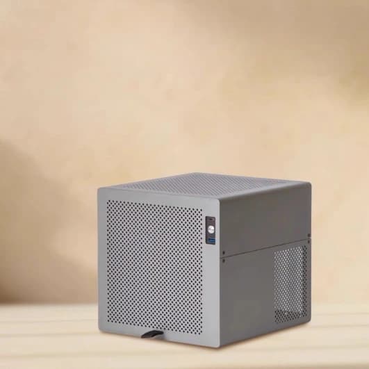 Scorpio Chassis in alluminio NAS a 4 posizioni, alimentatore SFX, mezza altezza Itx, sindrome nero PCIe, servizio di archiviazione file AIO