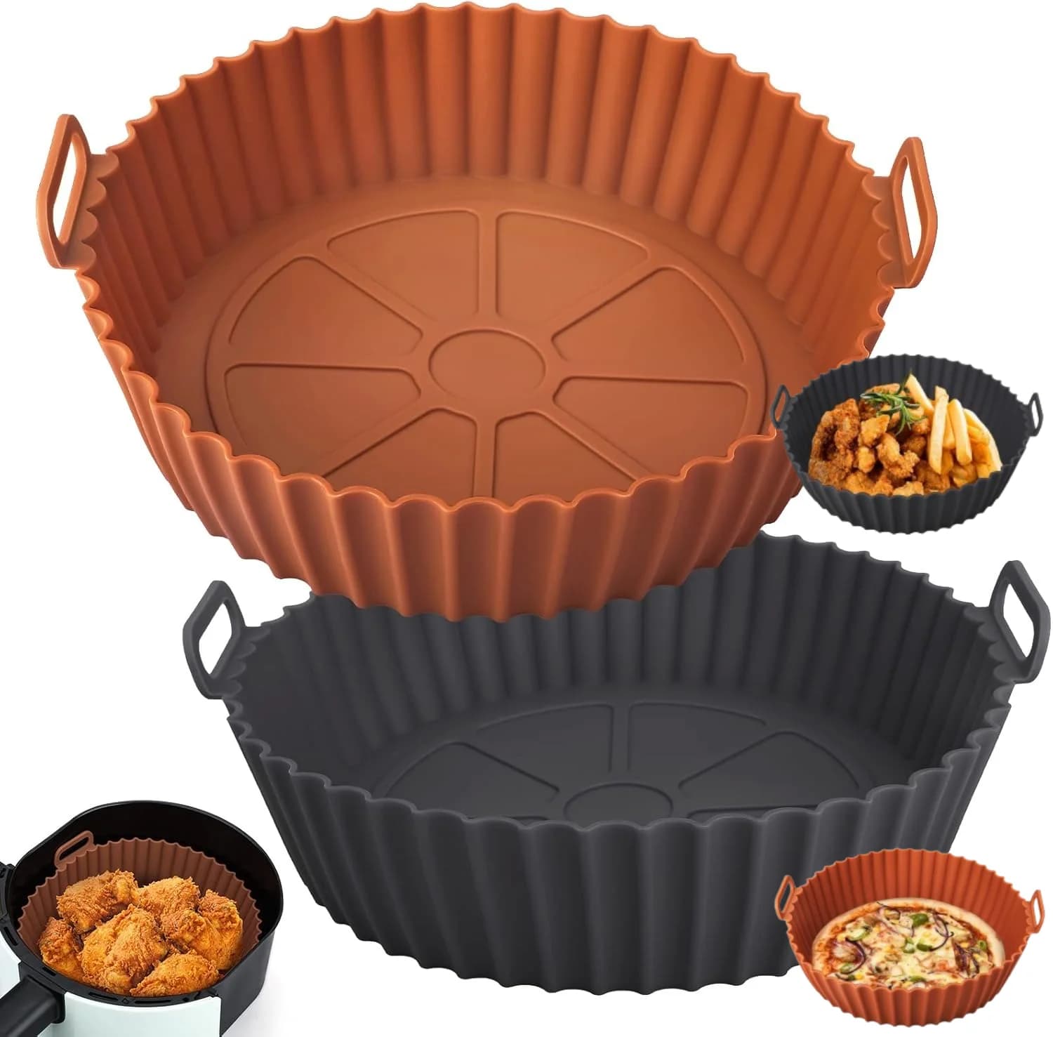 Airfryer Silicone Basket Reusable Baking Tray Silicone Mold for AirFryer Pizza Fried Chicken Basket Air Fryer BHL2279-FRO