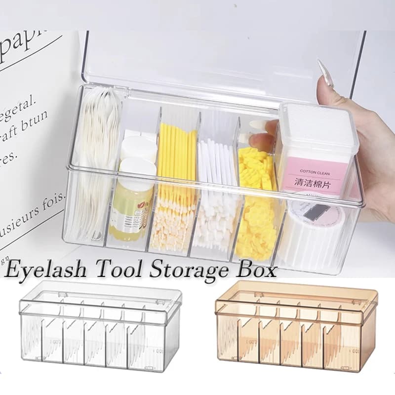 Transparent Eyelash Beauty Organizer Exhibitor Makeup Cotton Tamps Storage Box for Grafting Eyelash Extension Eyelashes Supply