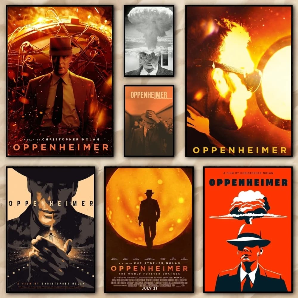 Oppenheimer Movie Painting Calligraphy HD Canvas Poster living room bedroom bar aesthetic decoration