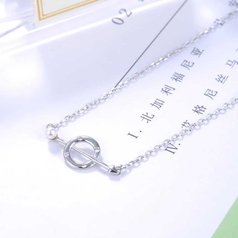 Unisex 925 Sterling Silver Archery Arrow Pendant Necklace Minimalist Polished Versatile Street Casual Daily Wear Unique Cool Fas