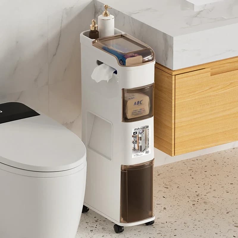 Bagno in stile giapponese, mobiletto a incasso, cestino autonomo, contenitore per il bagno