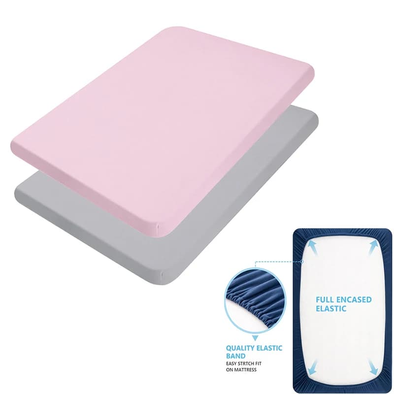 1 Piece Sheet with Microfiber Angles Breathable for Mini Cot, Travel Cot, Newborn Box Mattress, Unit Tint