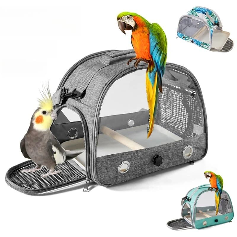 Portable Bird Travel Carrier Bag Breathable Parrot Transport Cage with Tray & Removable Straps Small Pets Outdoor Carrier Bags
