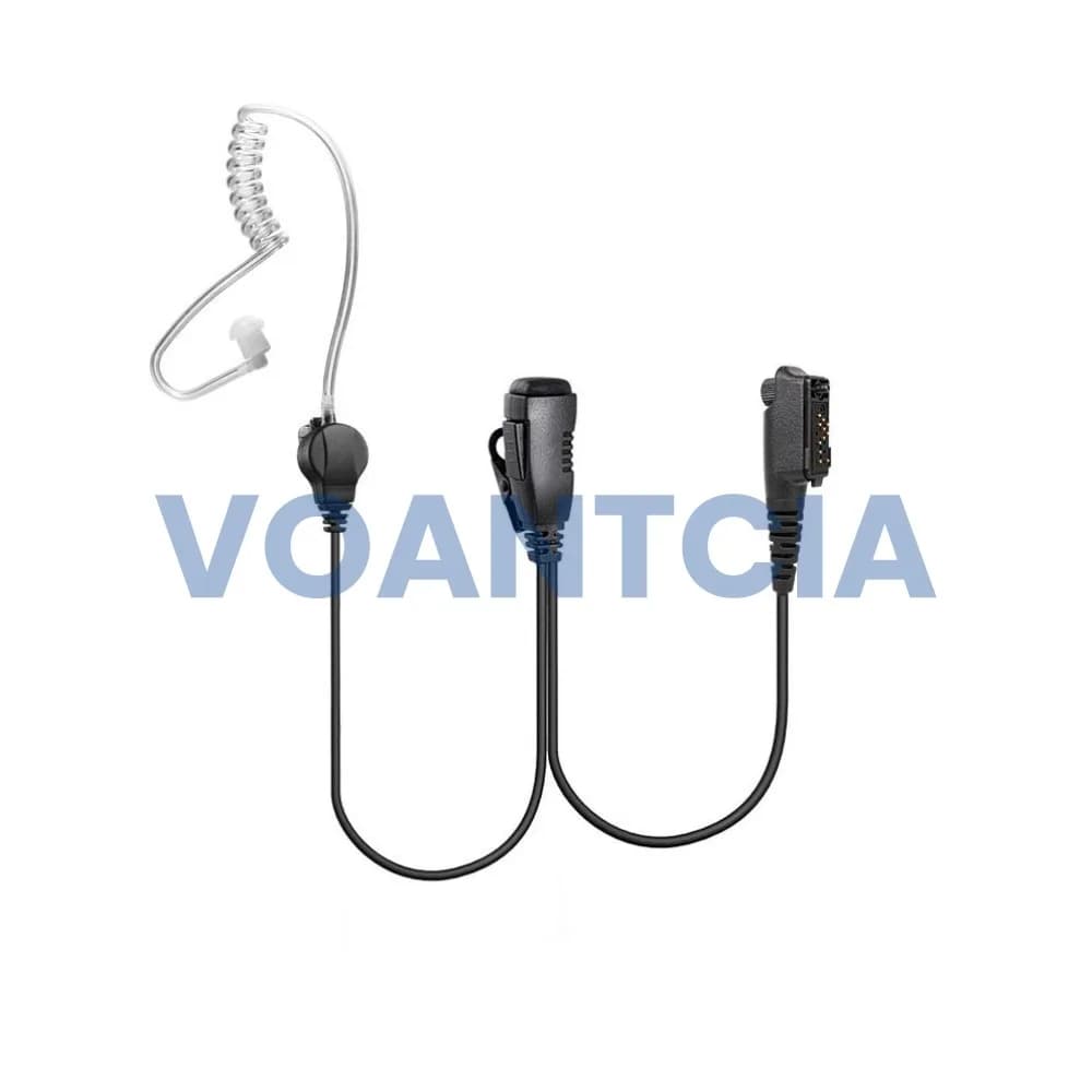 Auricolare in-ear con tubo acustico trasparente con microfono PTT da bavero per accessori walkie-talkie EADS TPH900