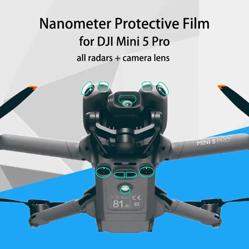 Pellicola protettiva per lenti resistente ai graffi Radar Nano Pellicola protettiva HD + Pistola termica 110v/220v per accessori DJI Mavic Mini 5 Pro