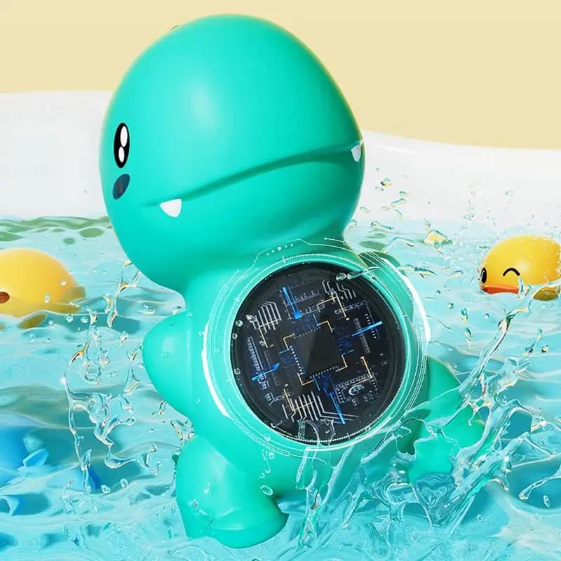 Lettore di temperatura del bagnetto per bambini Indicatore di temperatura del dinosauro Vasca da bagno Giocattolo galleggiante Display della temperatura a tre colori Monitoraggio della temperatura