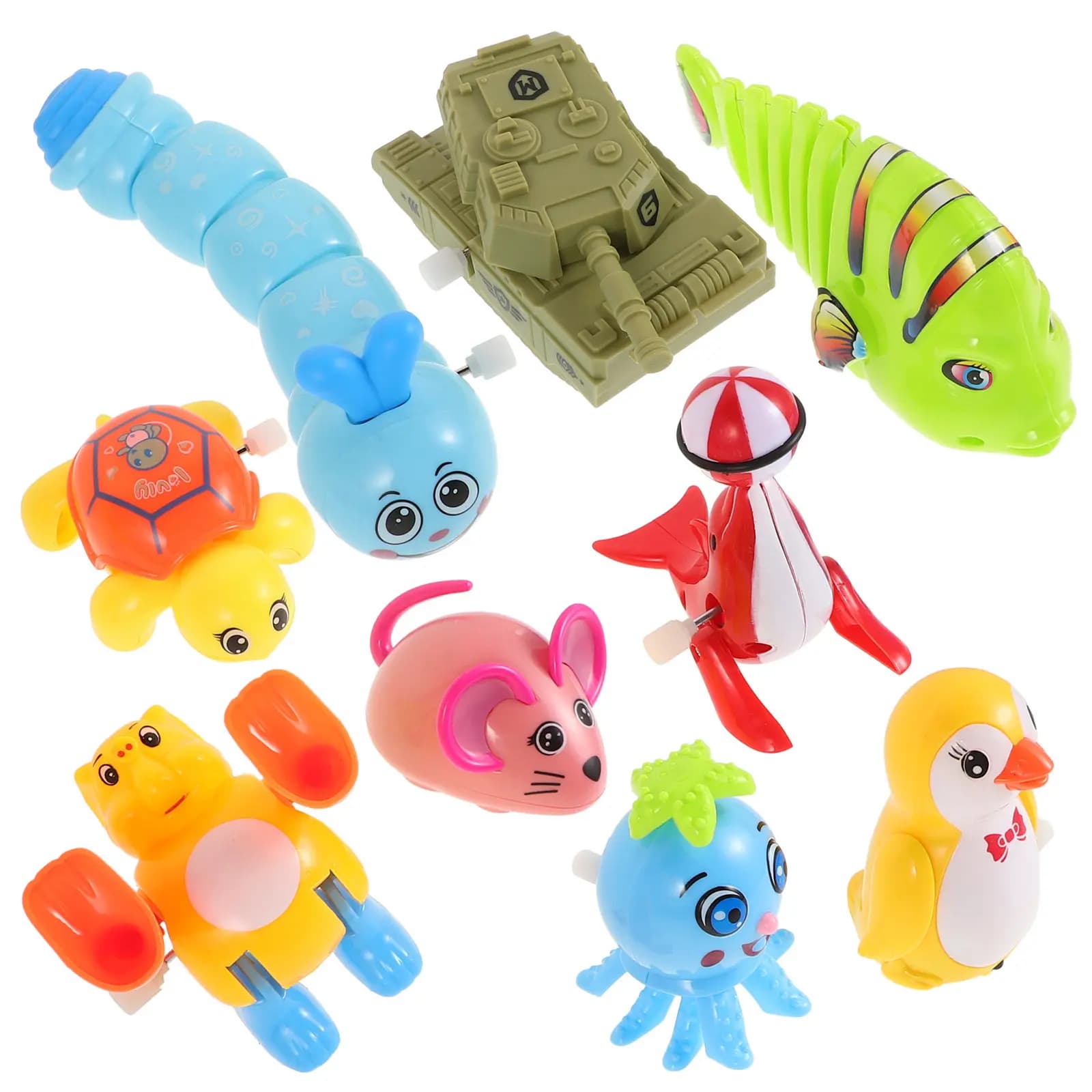 Set di 9 Animali a Carica Manuale, Giocattoli Educativi per Bambini, Regalo Divertente per Feste, Stile Casuale