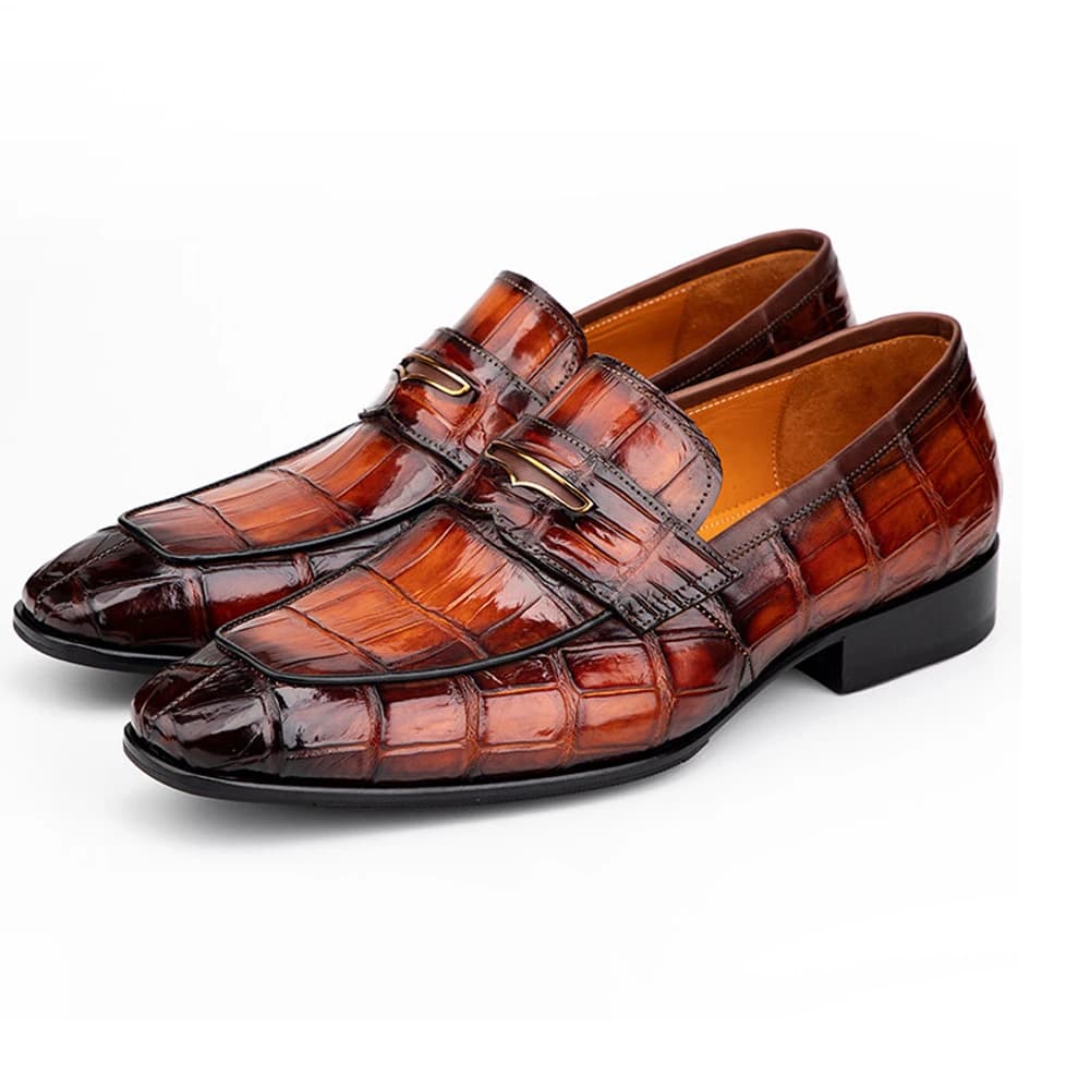 yinshang scarpe formali maschili di nuovo arrivo colore pennello scarpe di coccodrillo marrone