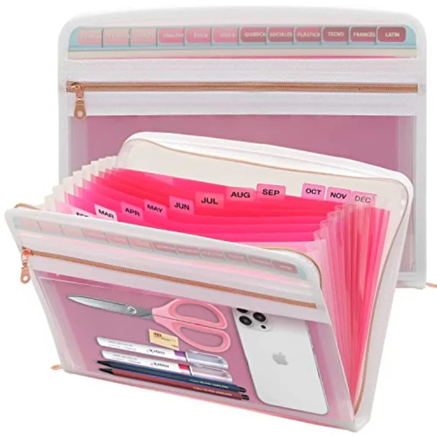 13 Pocket Zippered Expanding File Folder, Accordion File Organizer for Documents Letter Size A4 Papers