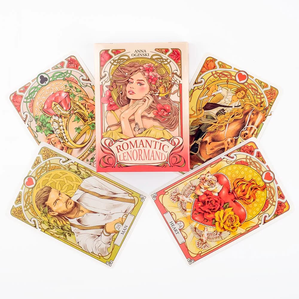 37 carte Romatic Lenormand Tarot Deck, versione completa in inglese, mazzo di oracoli per giochi da tavolo per ragazze, 10,2 * 7,2 cm