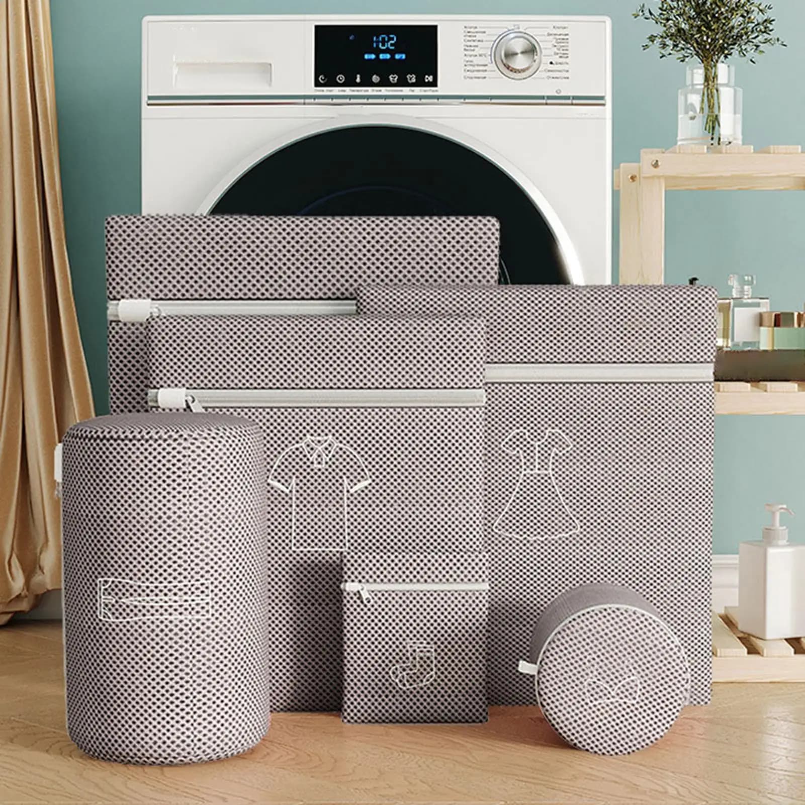 Mesh Laundry Bags 6 Pieces Anti-Knot Underwear Fine Net with Zipper Machine Washable Anti-Deformation Laundry Mesh Wash Bags