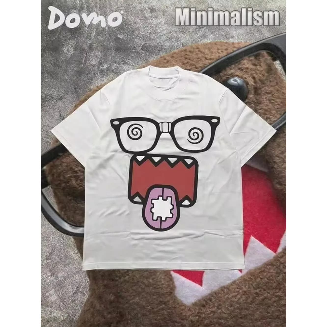DOMO-KUN Patterned-Shirt (220g Cotton-Shirt) Printed-Shirt, Graphic Tee, Unisex-Shirt, Casual And Comfortable, Men's Cotton-Shirt Graphic Tees WGZD