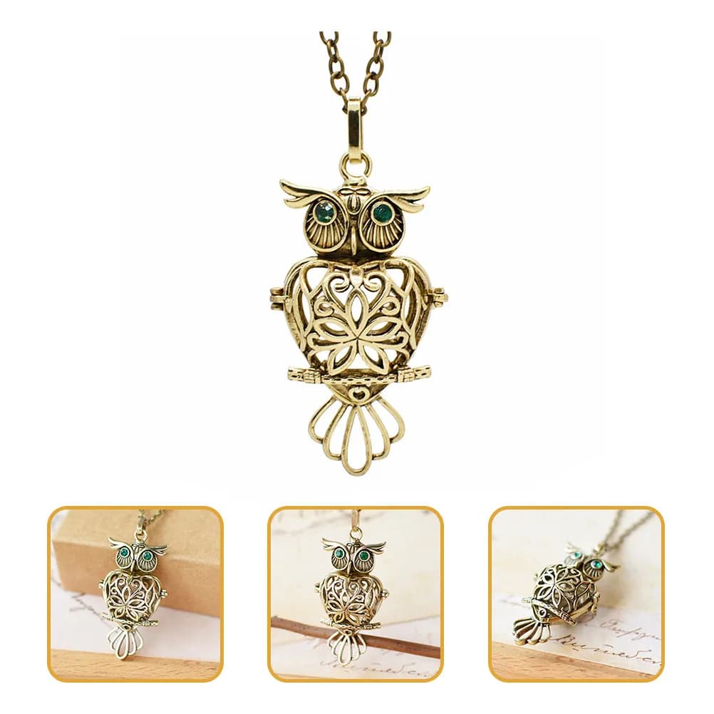Collana Vintage a Forma di Gufo per Donne, Ciondolo Diffusore di Oli Essenziali, Gioiello Aromaterapico in Lega Raffinata, Collana Spirituale