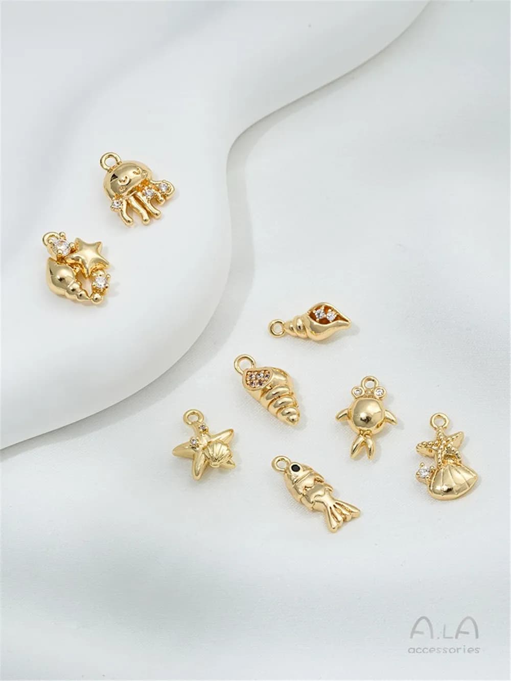14K Gold Plated Marine Life Conch Jellyfish Pendant DIY Bracelet Earring Jewelry Charms
