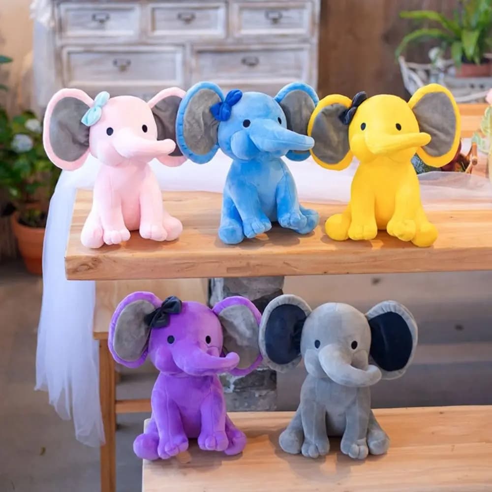 Peluche a forma di elefante da 25 cm, giocattolo in cotone di grandi dimensioni per bambini e bambine, cuscino di peluche rilassante per neonati.