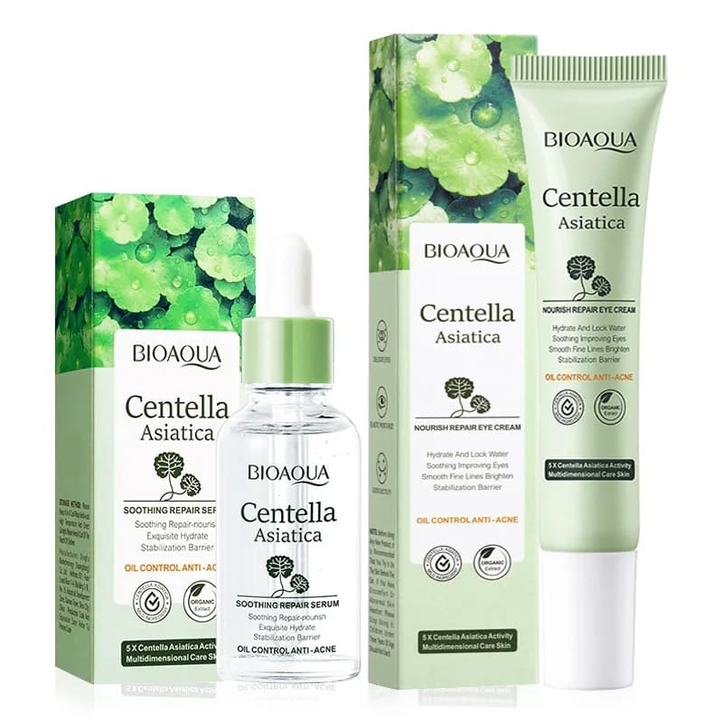 BIOAQUA Centella Asiatica Skin Care Set Hydrating Face Serum Antiwrinkles Eye Cream Travel Size Skin Care