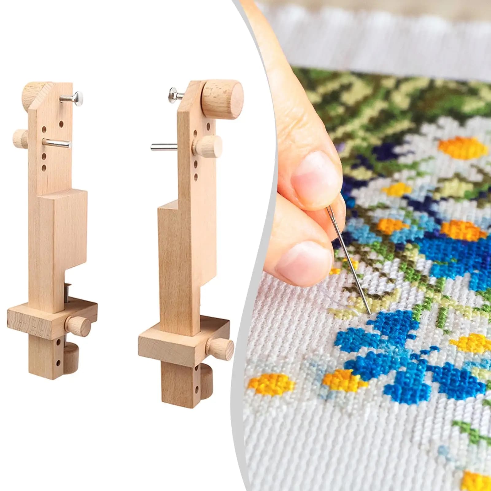 Supporto per punto croce con morsetto Artigianato artistico Supporto per ricamo regolabile in altezza in legno Supporto per ricamo Supporto per telaio per quilting