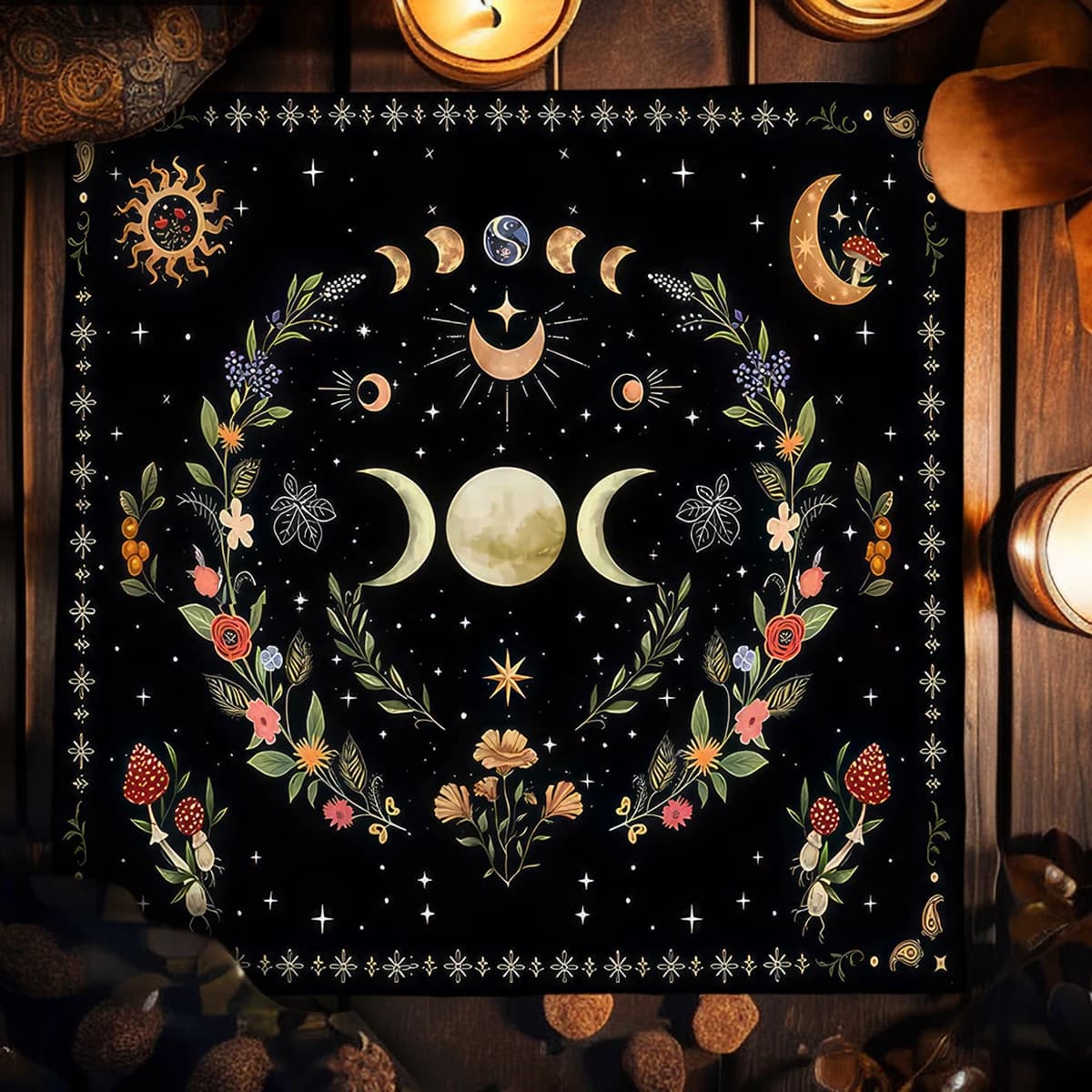Tarocchi dell'albero della vita Tovaglia per carte Divinazione Panno per altare Tappetino per tarocchi Gioco da tavolo Tappetino per carte Decorazioni per la casa Tappetino per carte Oracle spirituale