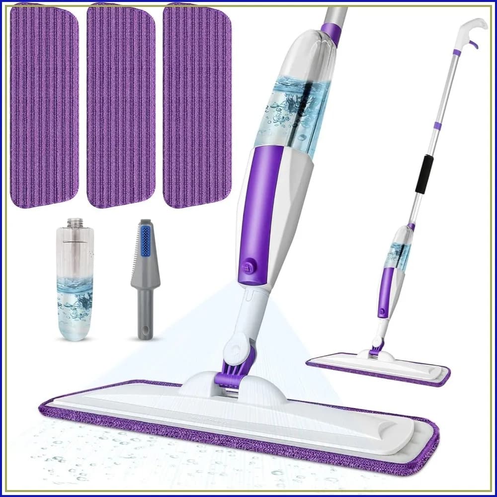 Microfiber Spray Mop for Hardwood, Tile, Laminate, Sealed Wood - 400+ML Bottle, 3 Pads, 360° Swivel