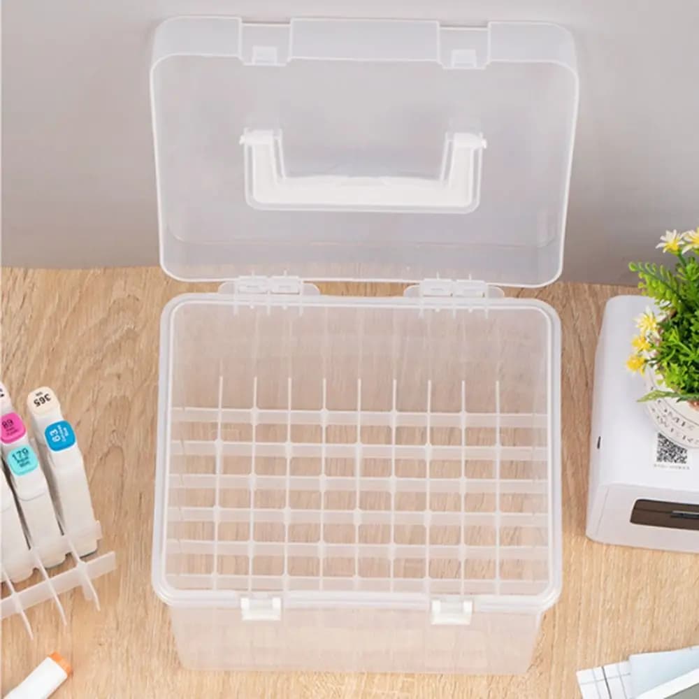 Organizzatore di pennarelli in plastica Portapenne da scrivania portatile multi-slot Custodia per cancelleria trasparente impermeabile Studenti