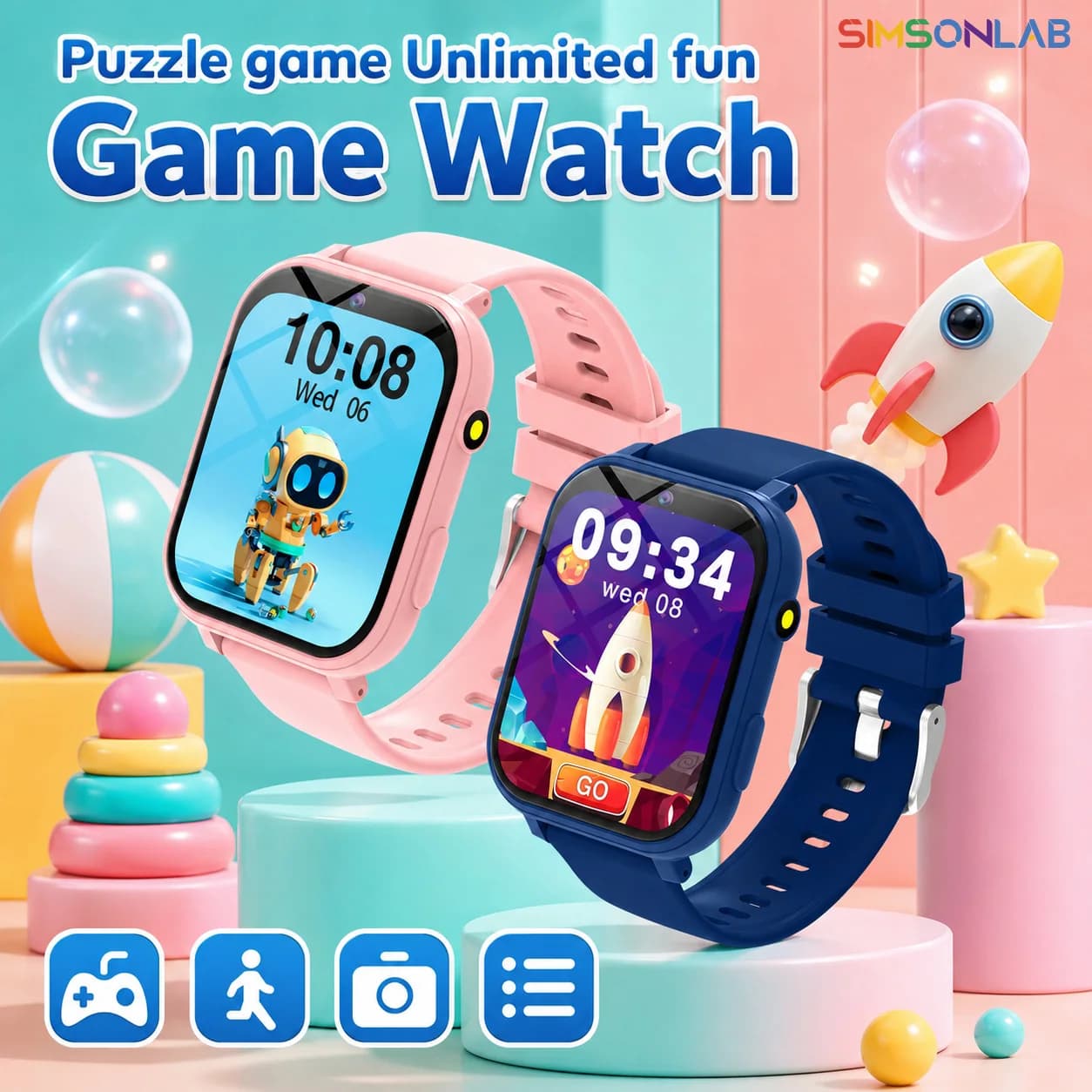 Smart Watch for Kids HD Screen Camera Flashlight Sleep Monitor Alarm Study Good Partner 2026 New Birthday Gift for Boys Girls