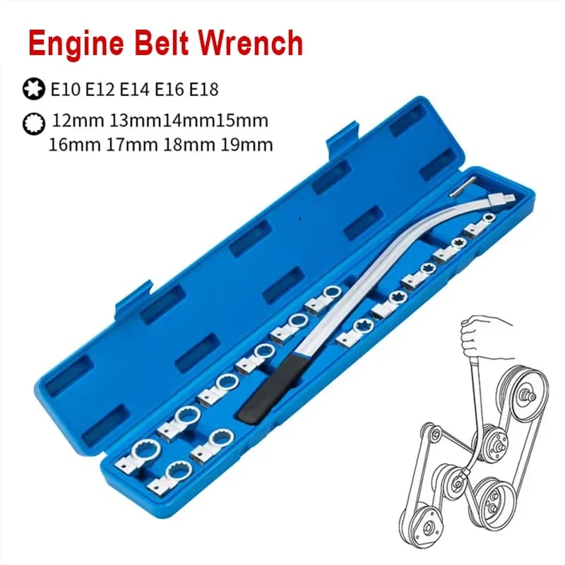 15pcs/Set Adjustable Wrench for Car Engine Belt, Special Auto Repair Tool for Idler Pulley Tensioner Disassembly and Assembly