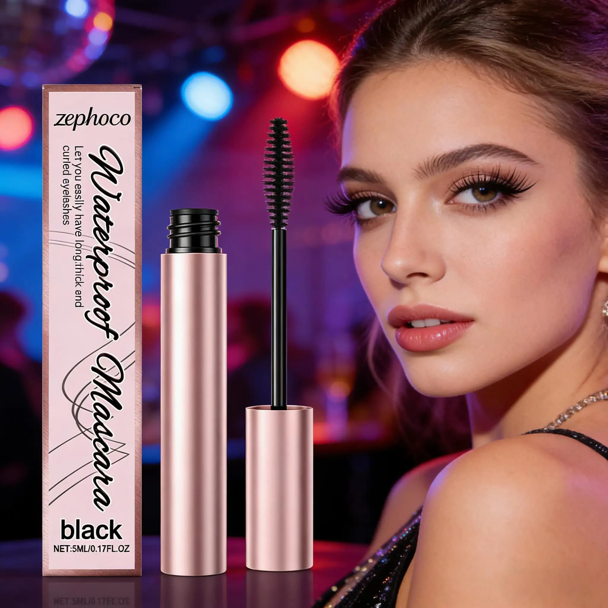 Mascara Nero 4D Impermeabile, Volumizzante e Allungante, Effetto Extension Ciglia, Lunga Durata, Naturale, Ciglia Spesse e Lunghe, Trucco con Fibre di Seta