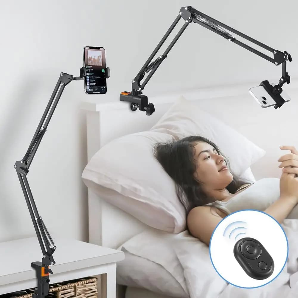 Universal Support Adjustable for Laptop with Wireless Remote Control and Long Arm Clasp for Beds and Desks