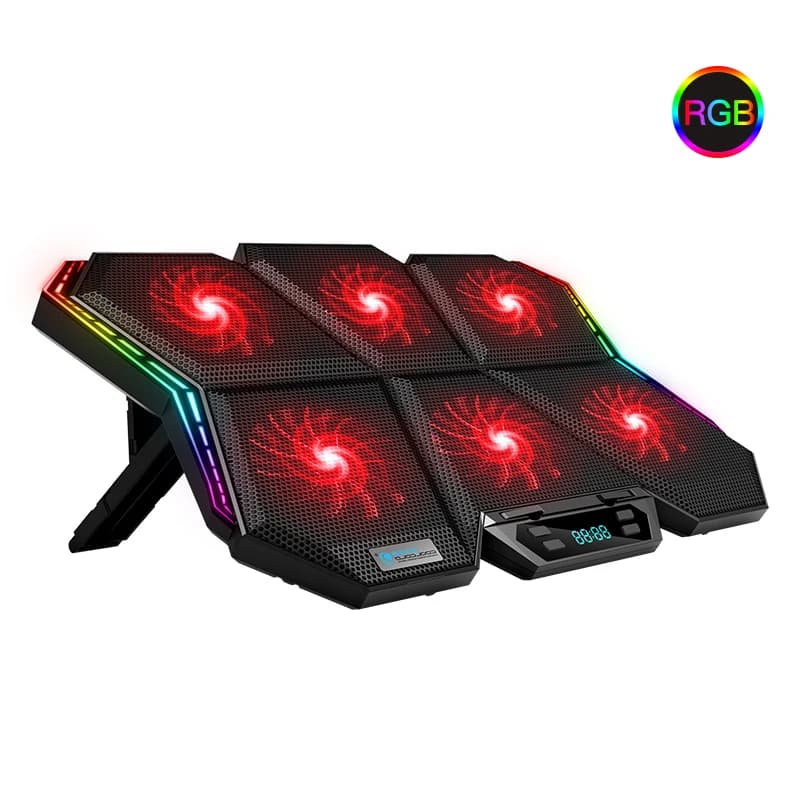 RGB Laptop Cooler Gaming Style USB 6 Fan Heavy Duty PC Accessories Notebook Cooling Pad Adjustable Stand For 12-17 Inch Gamer