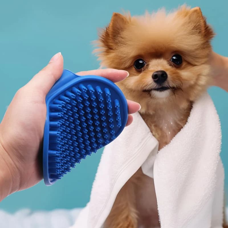 Spazzola da bagno per animali domestici in Silicone morbido per cani e gatti-strumento per massaggi a doppia faccia con Design impermeabile, rimuove i capelli sciolti Durin