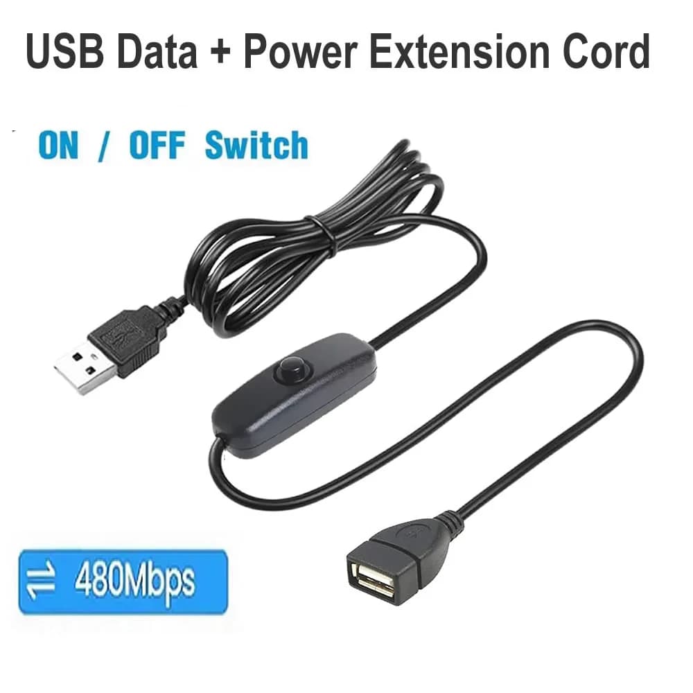 Cavo di prolunga USB maschio-femmina da 1 M/2 M con interruttore on/off Trasferimento dati e ricarica per lampada LED/USB Flash/Ventola/Spine LED ecc.