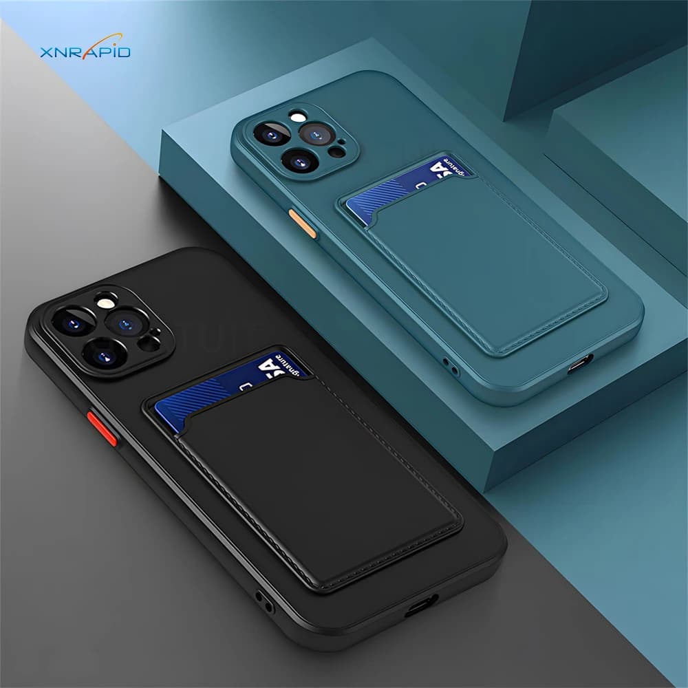 Silicone Wallet Case Funda For iPhone 16 Pro Max 15 14 Plus 11 12 13 Mini 17 Card Holder Slot Back Cover Protective Accessories