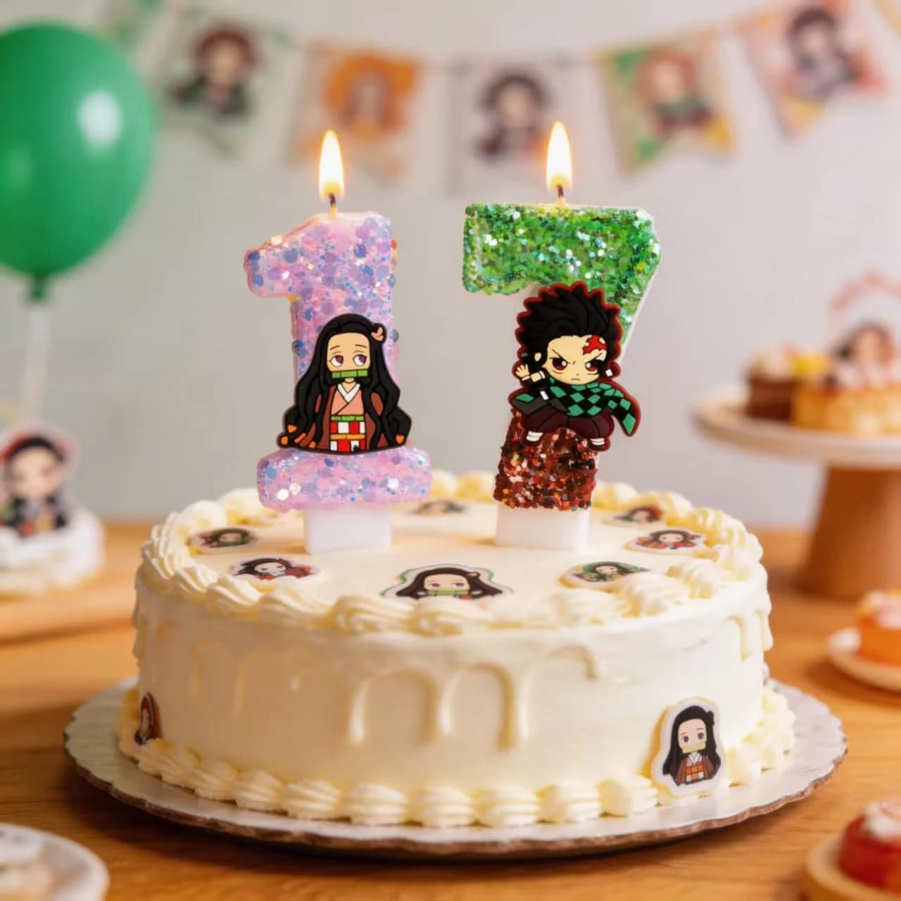 Candele a Tema Kimetsu No Yaiba per Decorazione Torte di Compleanno, Accessori per Feste per Bambini