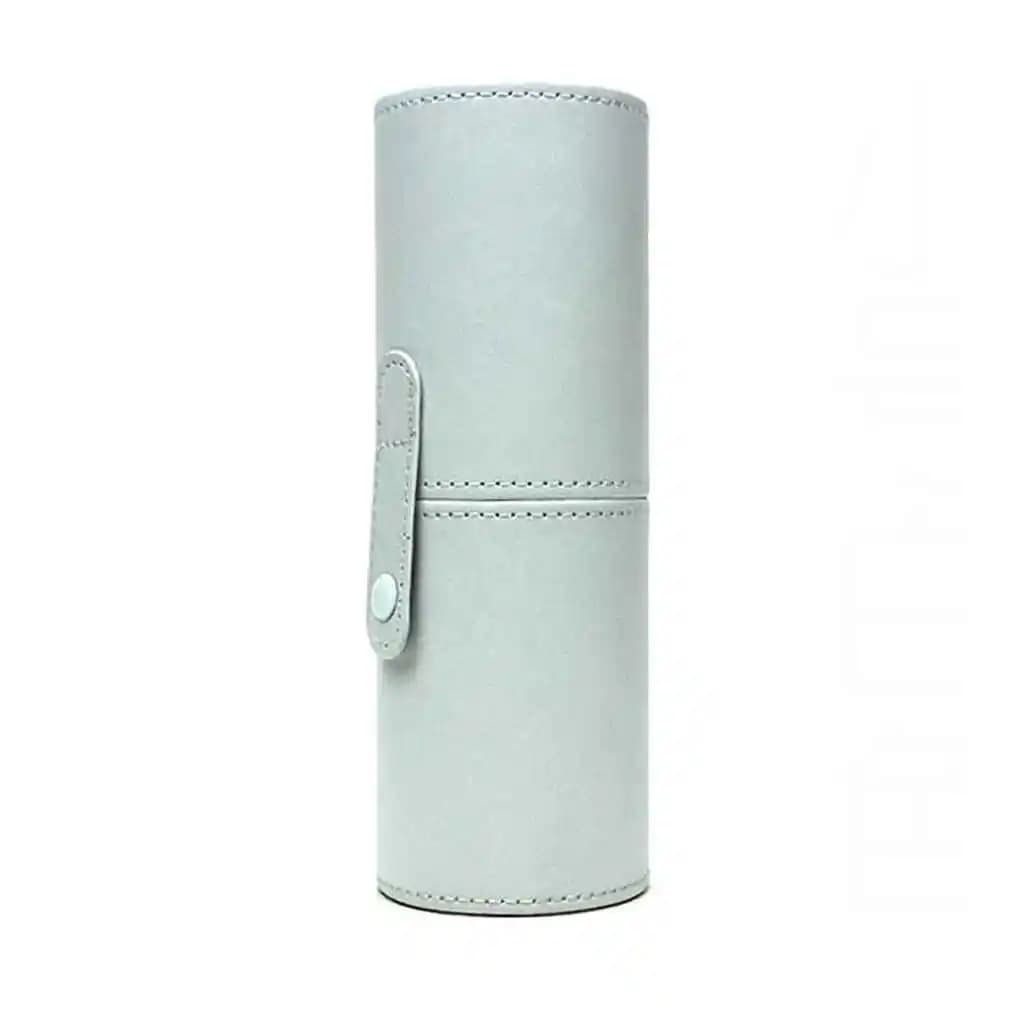 Porta pennelli per trucco Custodia per pennelli per trucco portatile vuota Organizzatore per penne rotonde Strumento cosmetico Contenitore per tazze in pelle PU