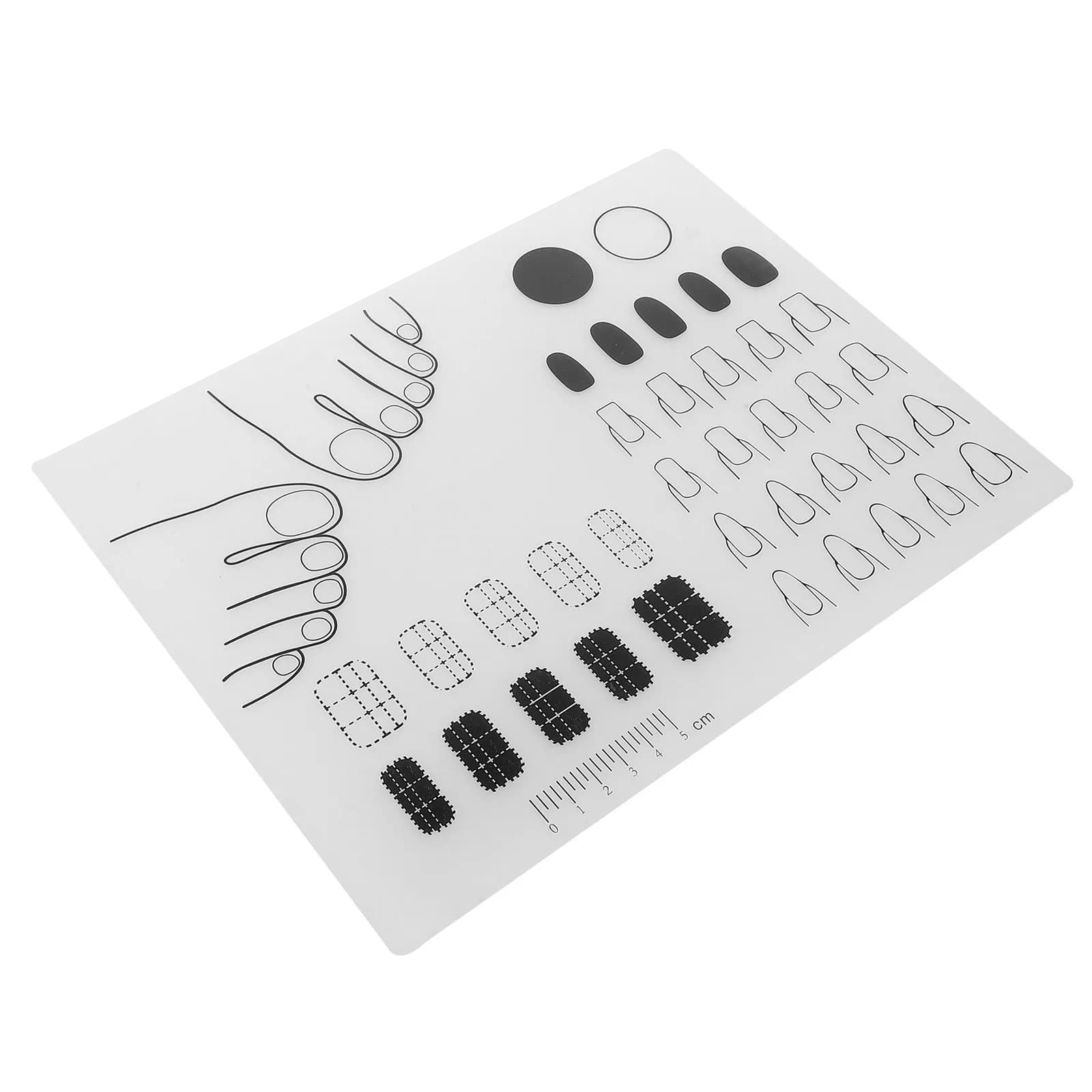 Tappetino per Stamping Unghie in Silicone Trasparente, Piastra per Stamping, Tappetino per Pratica Smalto, Tappetino Manicure con Righello Nero da Tavolo