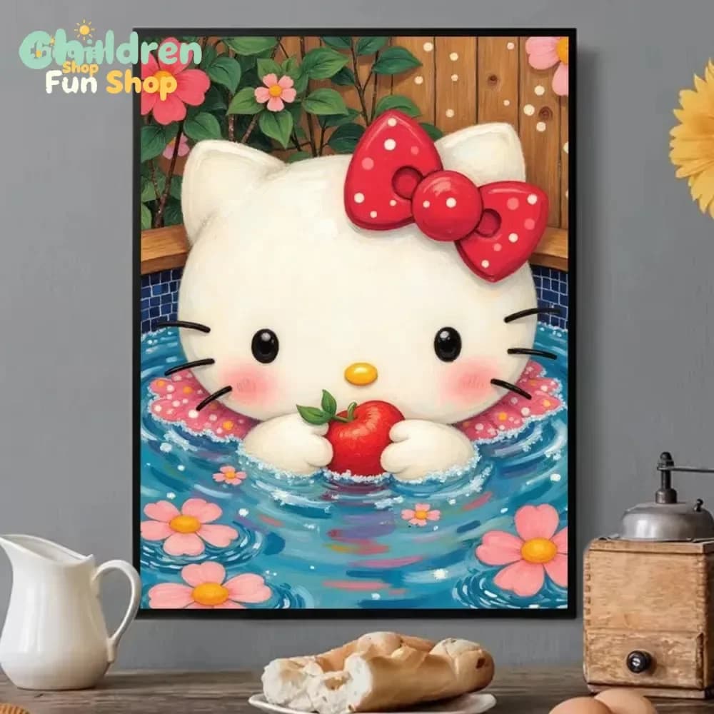 Diamond Painting Sanrio Cute Cartoon Hello Kitty Mosaic Handmade Artwork Full Round/Square Diamonds Gift Home DecorNo FrameNo
