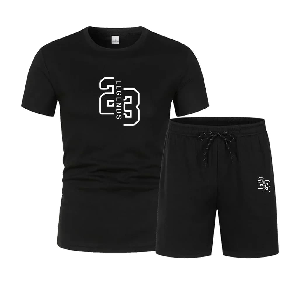 Completo da Corsa Uomo 2 Pezzi 2026, T-Shirt Girocollo Elasticizzata e Pantaloncini, Abbigliamento Sportivo Casual Comodo ad Asciugatura Rapida