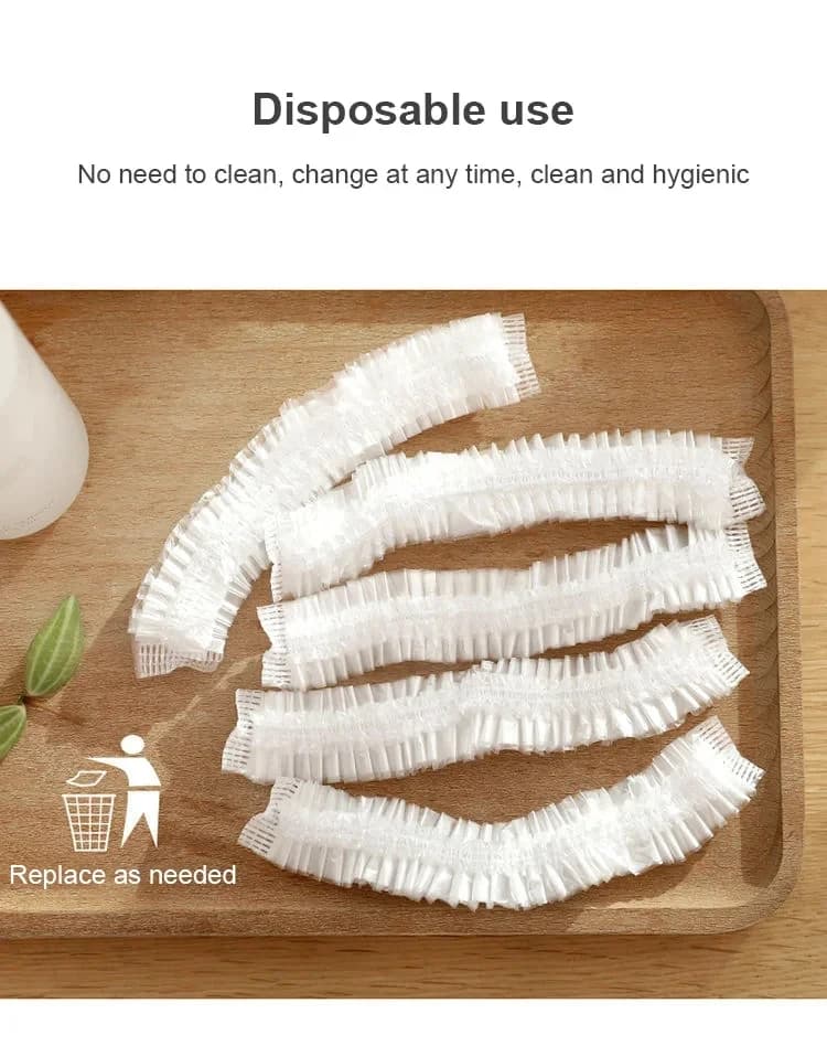 100/200/300 Pezzi Cuffie Doccia Monouso Trasparenti per Extension, Cuffie per Capelli in Rete Elastica Impermeabili per Doccia e Bagno