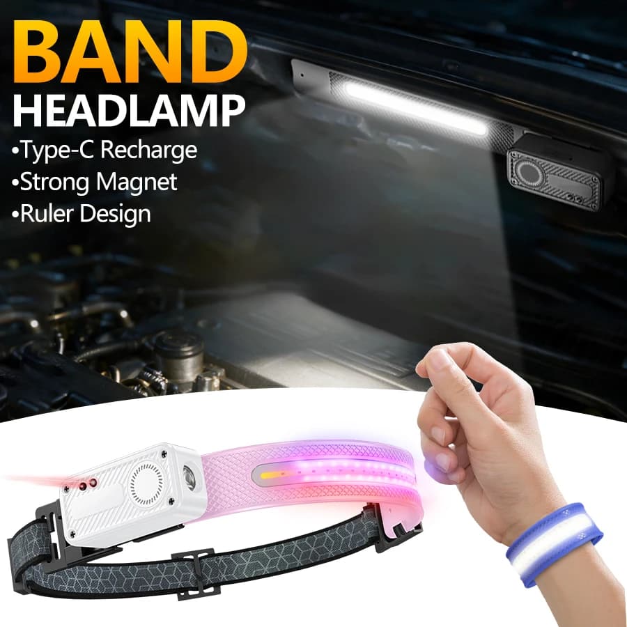 Rechargeable COB LED Headlamp Motion Sensor Headlight Torch Camping Fishing Running Light Magnetic Base Head Lamp Flashlight