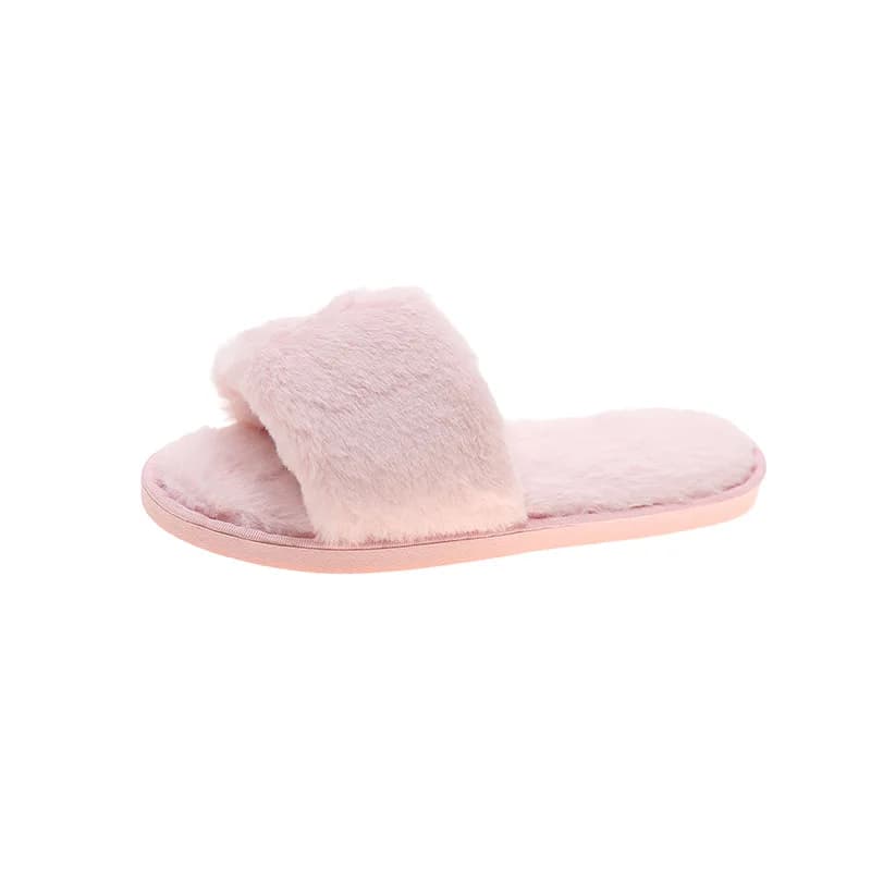 Pantofole da donna invernali in peluche di coniglio, cucite, modello One-Flip, taglia grande, per interni ed esterni