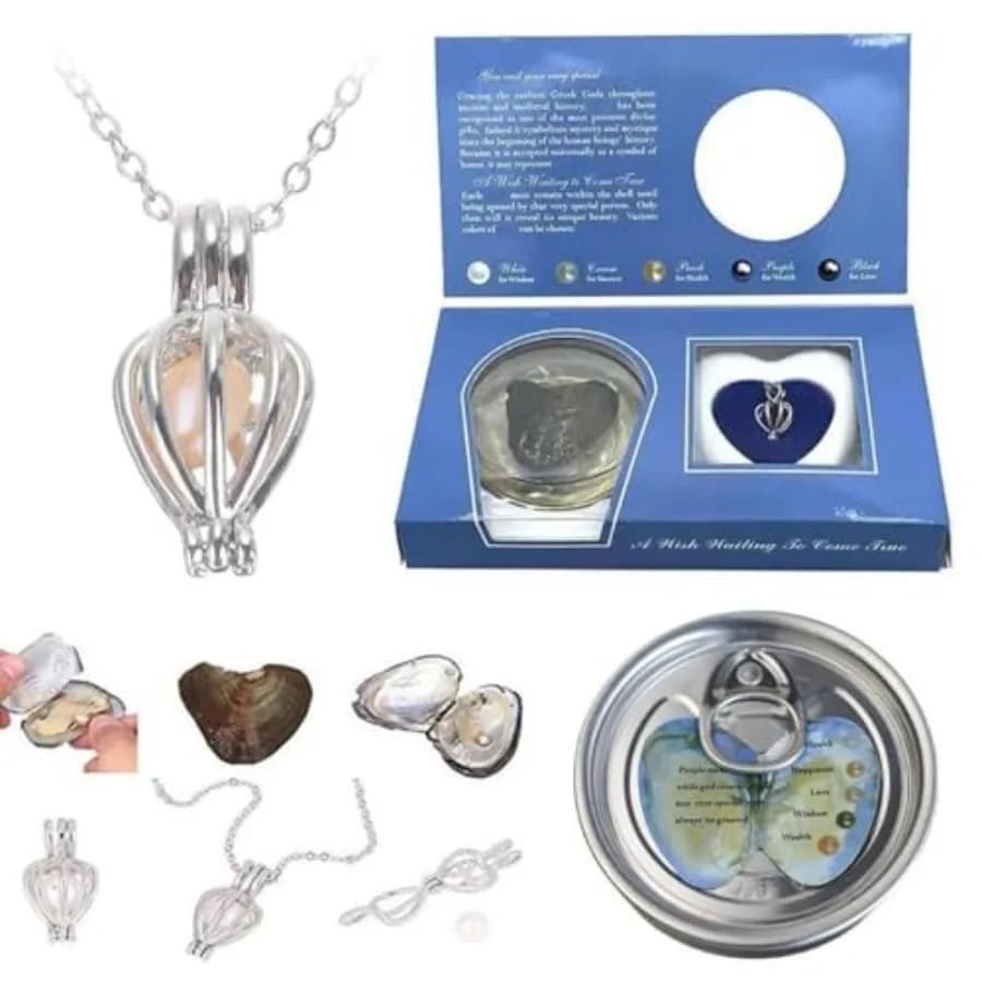 Quality Assurance Wish Pearl Necklace Kit for Valentine's Day, DIY Jewelry Making Kit with Hidden Cultured Pearl in Oyster and