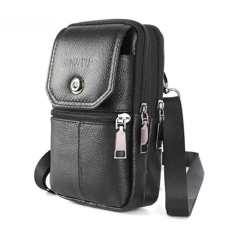 Nuova Borsa Multifunzionale in Pelle per Uomo, Impermeabile e Antipolvere, per Cantieri Edili, con Tracolla e Foro per Cintura