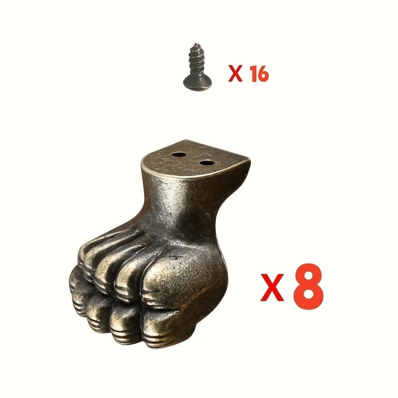 8 pz. Piedini Decorativi Antichi in Ottone per Mobili, Protezioni per Armadietti, Ferramenta per Scatole in Legno, Angolari Decorativi per Gambe