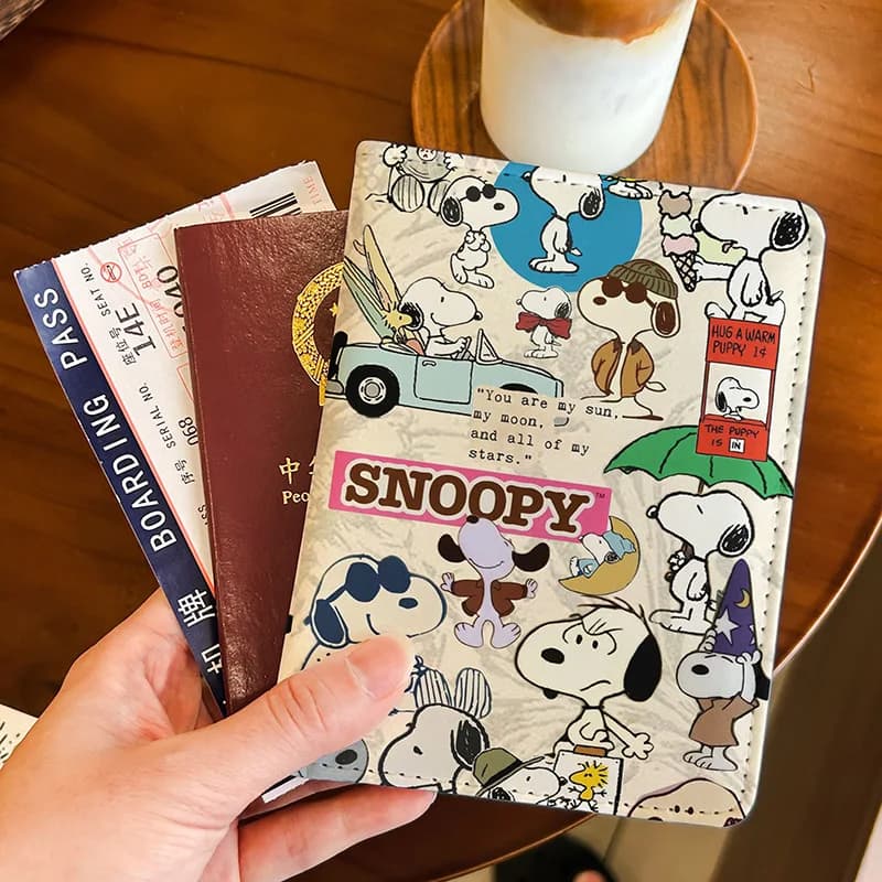 Snoopy Card Holder Id Bag Kawaii Cartoon Protective Case Portable Passport Storage Bag for International Travel Cute Gift