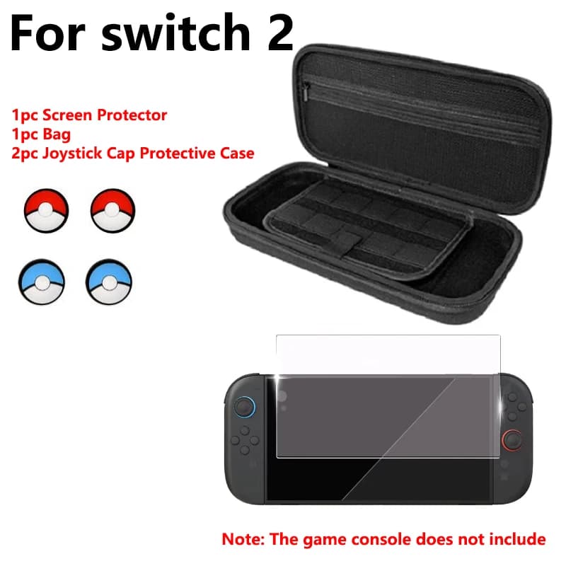 Custodia da trasporto per Switch 2 con protezione per lo schermo Cappuccio protettivo per joystick in vetro temperato Borsa protettiva da viaggio