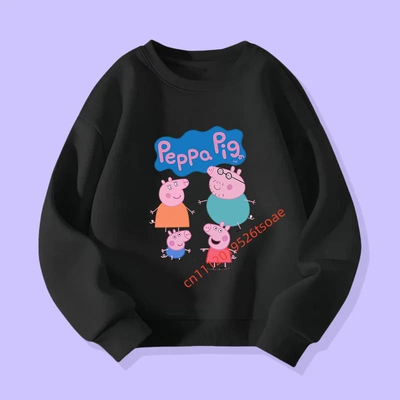 Il Parco per Bambini Peppa Pig offre una nuova felpa in stile 2026 per ragazzi e ragazze, camicie casual con stampe di cartoni animati.